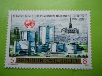 HOPCT AUSTRIA 10 ANI BIROU ONU LA VIENA 1989-1 VAL MNH 111 A foto