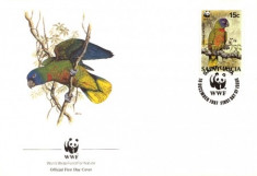 FDC set WWF comlet /4x FDC/ Saint Lucia 1987 - papagal foto