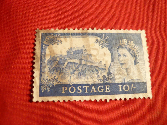 Timbru 10 Shillingi 1959 albastru Anglia , stamp.