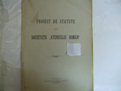 Proiect de statute ale societatii Ateneului roman Bucuresti 1913 foto