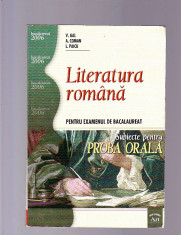 LITERATURA ROMANA - PENTRU EXAMENUL DE BACALAUREA SUBIECTE PENTRU PROBA ORALA foto