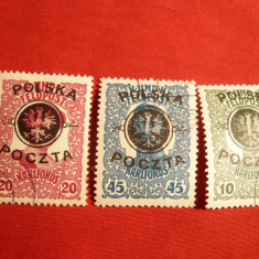 Serie-Timbre Austro-Ungaria supratipar Polska ,1918 Polonia ,3val.stamp.