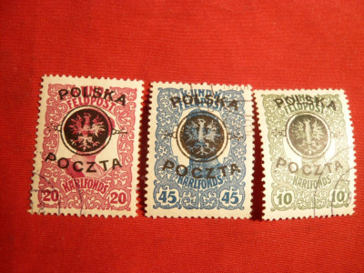 Serie-Timbre Austro-Ungaria supratipar Polska ,1918 Polonia ,3val.stamp. foto