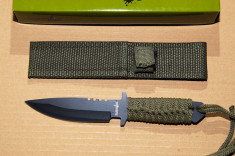 Survivor Etch Military Survival Knife with Army Green Sheath/Strap HK7525 foto