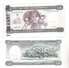bnk bn Eritrea 5 nafka 1997 unc foto