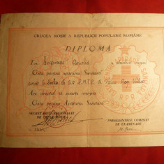 Diploma- Brevet pt.Insigna Gata pt.Apararea Sanitara - F.Rara !