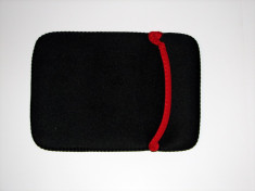 Husa tableta, 7 inch, neopren, negru, rosu, 2 fete, foto