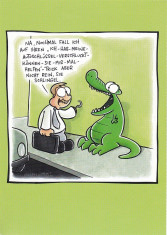 Caricatura tip Carte postala , Nemtesc : Crocodilul si masina foto