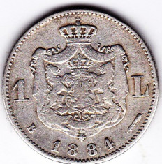 2) Moneda argint 1 leu 1884,stare buna foto