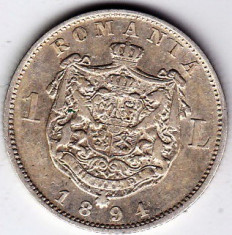 4)Moneda argint 1 leu 1894 foto
