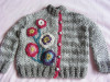 Jacheta Tricotata Handmade Fetite 3 Luni, Fir Catifea, Imprimeuri Crosetate PNA, Toamna