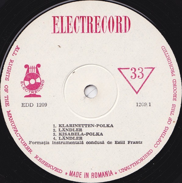 Formația Instrumentală Condusă De Emil Frantz / Emil Franz - Klarinetten-Polka (10&quot;)