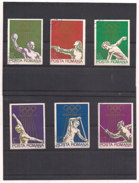 No(9)timbre-Romania 1972-L.P.797-Olimpiada de la Munchen-serie stampilata