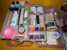 SET KIT UNGHII GEL LAMPA 36W ,TIPSURI,PRIMER,FINISH,12X GEL COLOR,1 GEL NEON PINK,FOLIE TRANSFER +BONUS GEANTA MANICHIURISTE foto