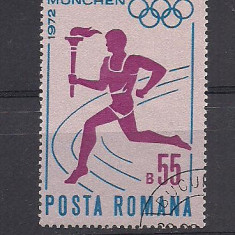 No(2)timbre-Romania 1972-L.P.797-Flacara olimpica prin Romania-serie stampilata