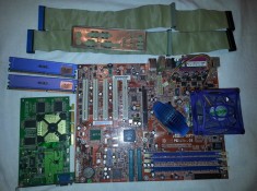 Placa de baza socket A(462)-Abit NF7-S v2.0+proc AMD DURON 1.8GHz+cooler Speeze+cooler chipset Zalman+placa grafica GeForce 2 foto