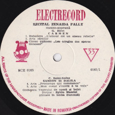 Bizet_Saint-Saens_Donizetti_Verdi_Massenet_Zenaida Pally - Arii Din Opere_Carmen_Samson Si Dalila_Favorita_Bal Mascat_Werther (Vinyl)