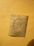 Timbru 1/2 Pence verde Anglia ,1911 ,sarniera