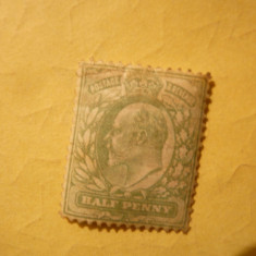 Timbru 1/2 Pence verde Anglia ,1911 ,sarniera