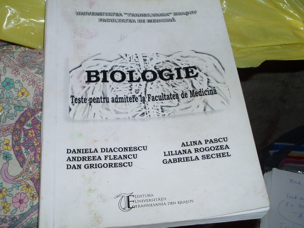 BIOLOGIE TESTE PENTRU ADMITERE FACULTATEA DE MEDICINA ,UNIVERSITATEA  TRANSILVANIA BRASOV | arhiva Okazii.ro