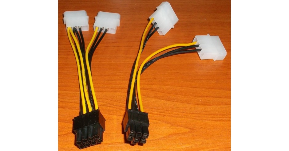 Câble Adaptateur HP 516420-001 - PCI Express 6 Pins Vers 2x Molex Mâle - Pour Alimentation PC Vintage