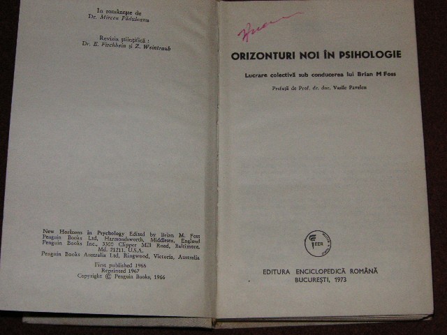 Orizonturi noi in psihologie - Brian M. Foss