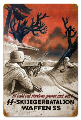 Poster din otel Propaganda Nazista WW II - SKIJEGERBATALJON foto