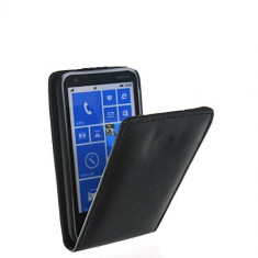 Toc piele neagra husa flip Nokia Lumia 620 + folie protectie ecran foto