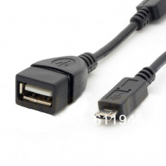 Cablu adaptor OTG micro USB tata la USB mama foto