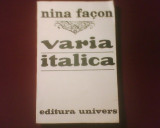 Nina Facon Varia italica, editie princeps, tiraj 1380 exemplare