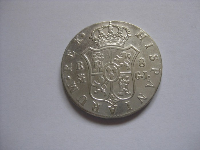 REDUCERE 200 LEI!!! 8 REALES GJ ARGINT 1816 FERDINAND VII(FALS EPOCA)