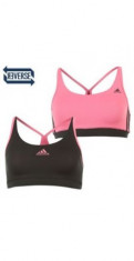 Bustiera sport 2 fete (negru, roz) Adidas Ess MF Bra, noua foto