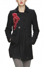 Palton DESIGUAL lana negru bleumarin scurt jacheta geaca iarna-nou eticheta M38 foto