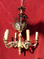 Impozant candelabru vechi din bronz cu portelan pictat stil EMPIRE-LICHIDARE STOC!! foto