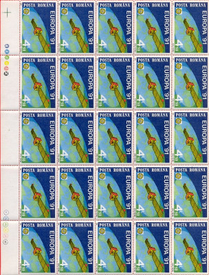 RO-0047=ROMANIA 1991 LP 1252-EUROPA Bloc de 25 timbre nestampilate,MNH foto