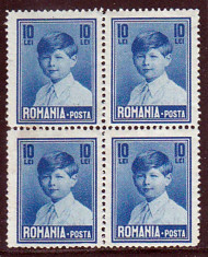 Romania 1928 - Mihai copil format mare - 10 lei bl.4 - MNH foto