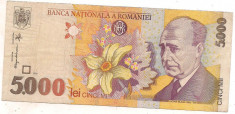 bancnota-Romania-5000 lei 1998 foto