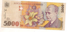 bancnota-Romania-5000 lei 1998 foto