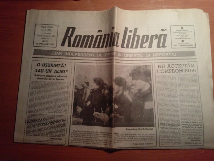 ziarul romania libera 26 ianuarie 1990