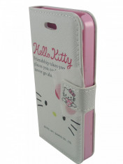 Toc flip alb husa Hello Kitty Iphone 4 4s + folie protectie ecran si spate + expediere gratuita foto