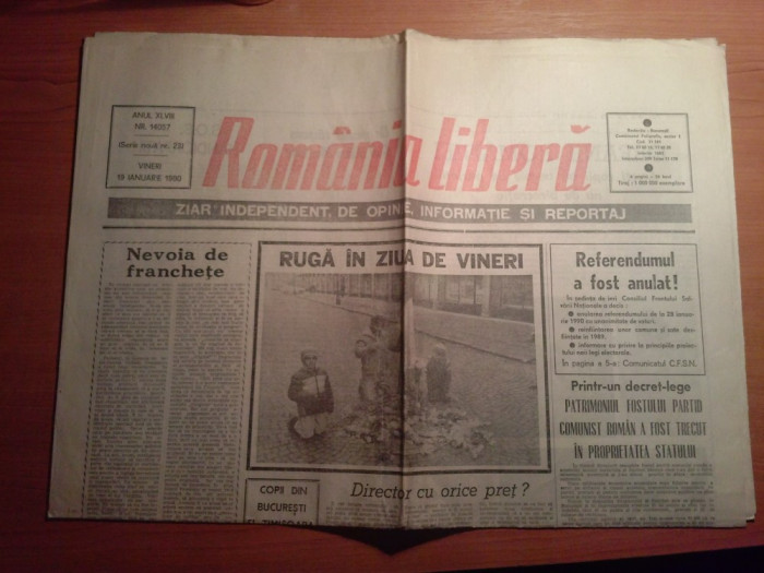 ziarul romania libera 19 ianuarie 1990