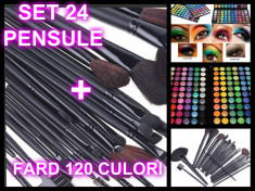 Trusa fard 120 culori + Set 24 pensule profesionale make up Cosmetica Machiaje CEL MAI MIC PRET CEL MAI FRUMOS CADOU foto