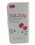 Toc flip alb husa Hello Kitty Iphone 5 5G + folie protectie ecran si spate + expediere gratuita, iPhone 5/5S/SE, Gel TPU, Apple