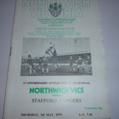 Program meci fotbal NORTHWICH VICS - STAFFORD RANGERS 03.05.1979