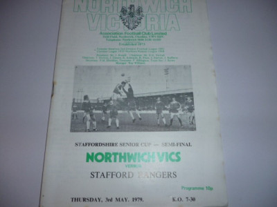 Program meci fotbal NORTHWICH VICS - STAFFORD RANGERS 03.05.1979 foto