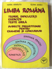 &amp;quot;LIMBA ROMANA. TEORIE, DIFICULTATI, EXERCITII, TESTE GRILA. Subiecte pregatitoare pt. examene si concursuri&amp;quot;, M.Arnautu / E.Sandu, 2002. Absolut noua foto