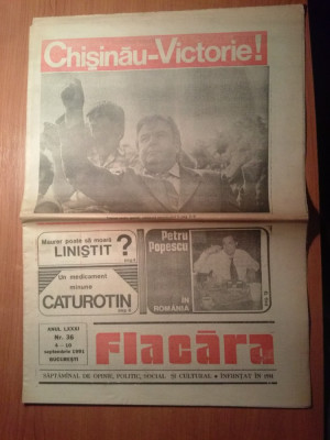 ziarul flacara 4 septembrie 1991- chisinau -victorie ( independenta moldovei ) foto