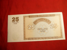Bancnota 25 Dram Armenia 1993 -I.ed. de bancnote armenesti ,cal.NC foto