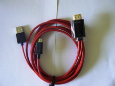 Cablu Micro USB MHL la HDMI, 2m foto