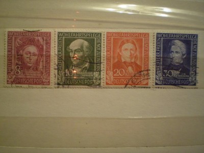 GERMANIA - SERIE 4 TIMBRE STAMPILATE 1949 - PERSONALITATI . foto